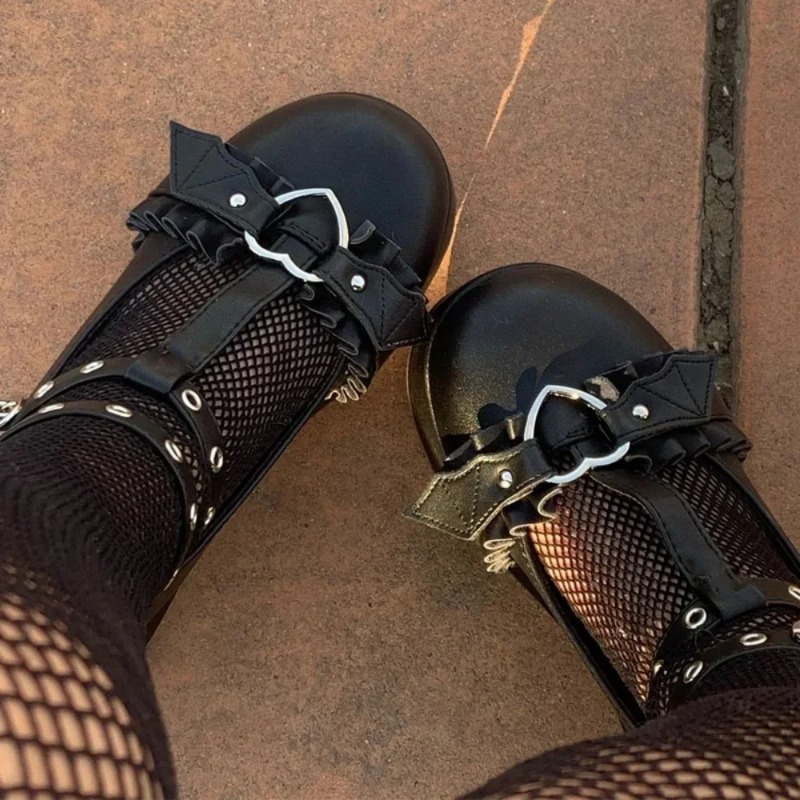 Women'S Shoes Round Toe - Nieuwe Zoete Hart Gesp Wiggen Mary