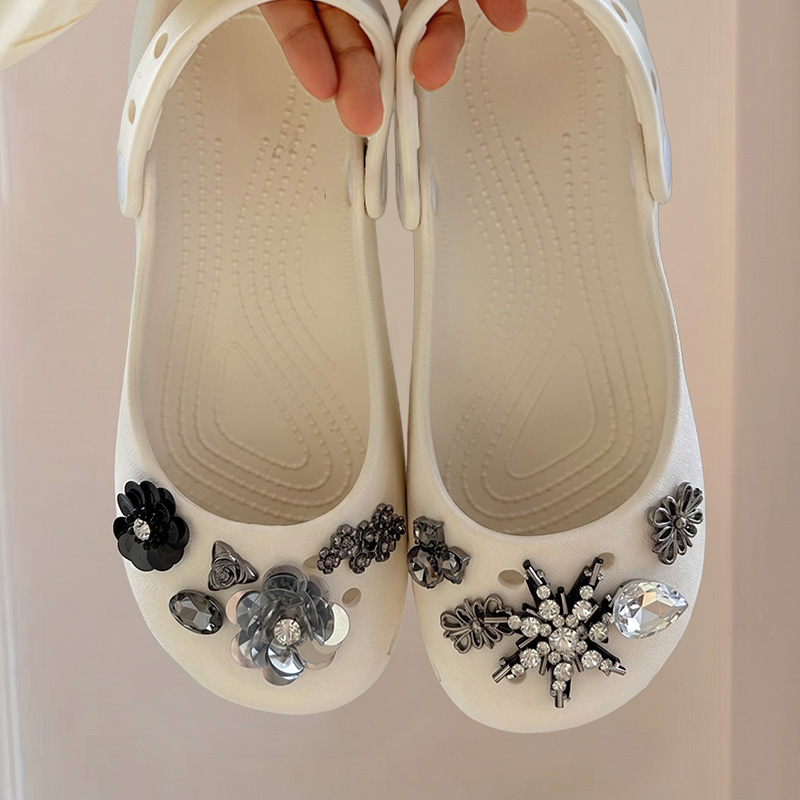 Women Shoes Japanese Brand - Kristallen bloemdecoraties DIY klompen schoenen damesmerkontwerp