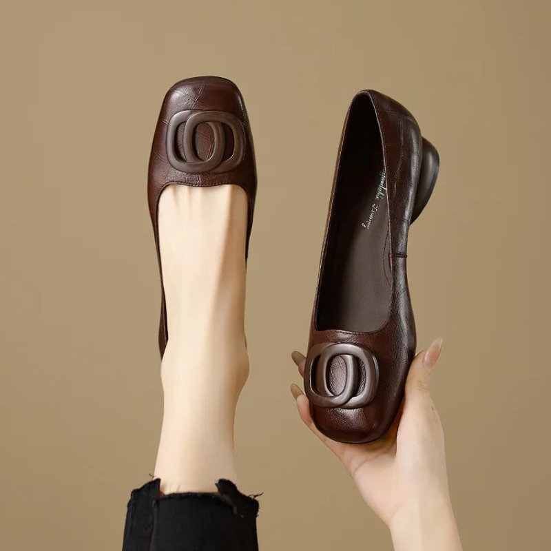 Women'S Shoes Round Toe - Franse stijl damesschoenen Pumps Leren schoenen
