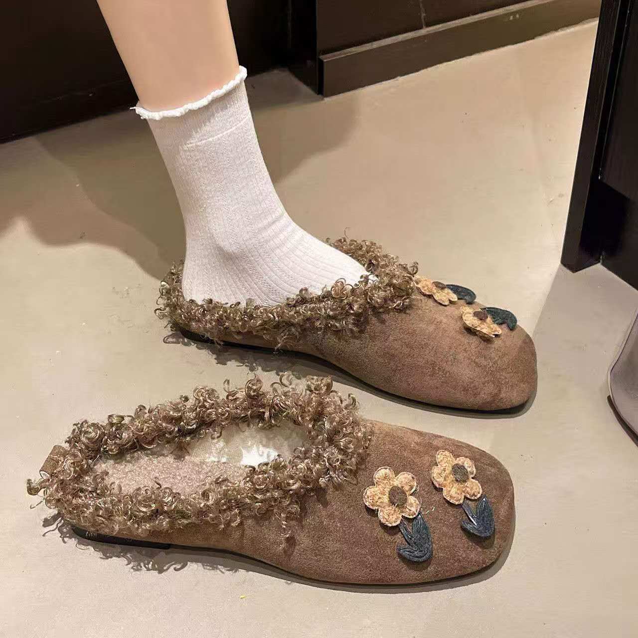 Women'S Shoes Hands Free - 2026 Herfst-winter platte pluche pantoffels met