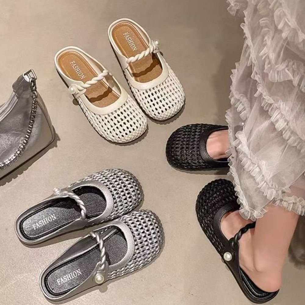 Women'S Shoes Hands Free - Ademende Baotou-halve pantoffels Holle, bijpassende ademende