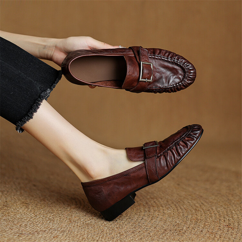 Women'S Shoes Round Toe - Nieuwe Herfst Echt Leer Vrouwen Pumps
