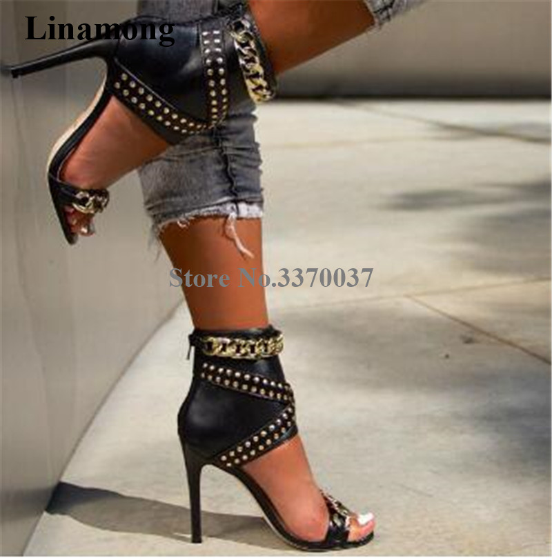 Gold Chain Sandal - Westerse mode dames open teen gouden
