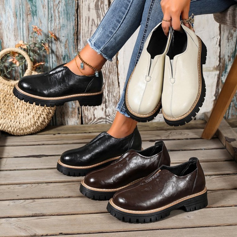 Women'S Shoes Round Toe - Retro Britse stijl damesschoenen lente herfst