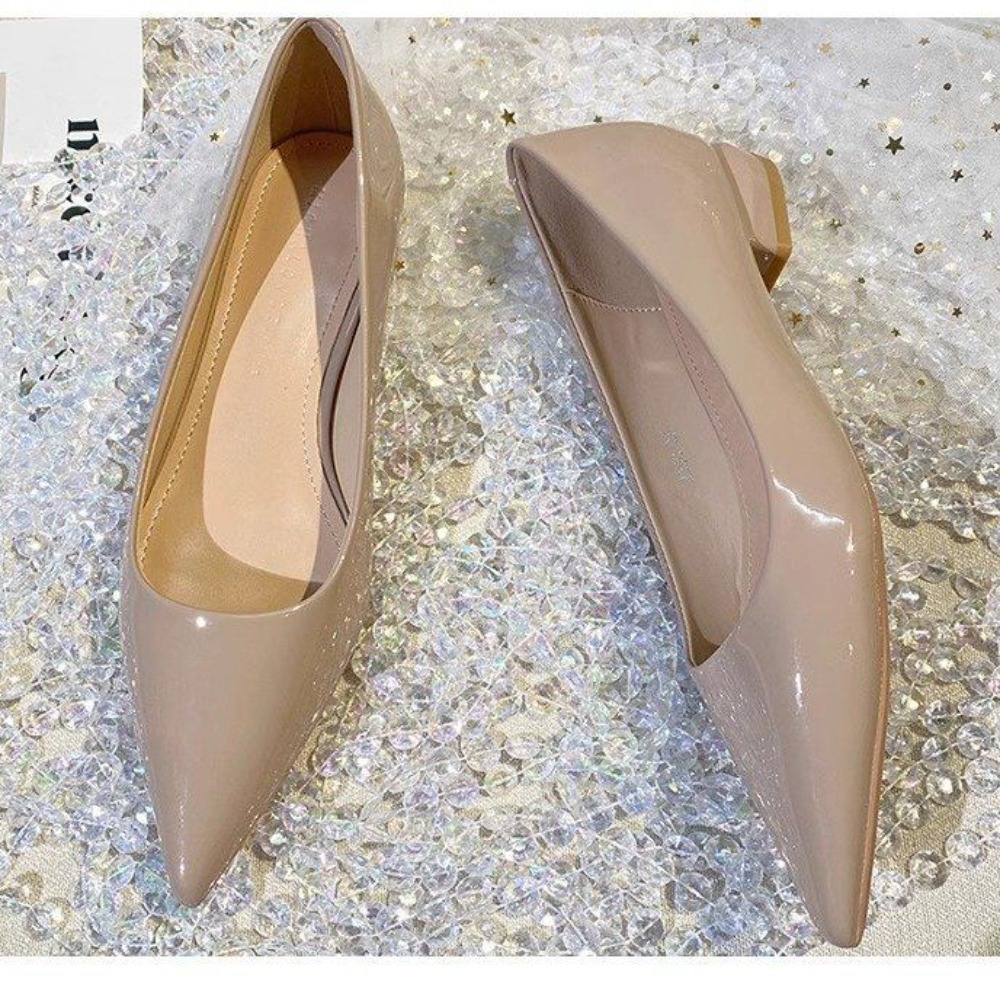 Pointed Toe Flat - Franse stijl gepatenteerd lederen spitse enkellaarsjes