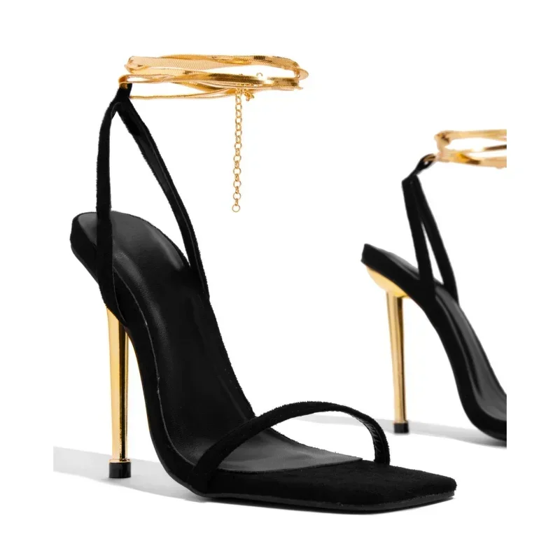Platform Mule Heel - Sexy Dames Gouden Hangslot Hoge Hakken