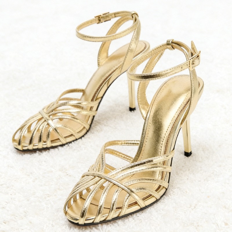 Women Shoes Model - Sexy Gouden Holle Smalle Band Hoge