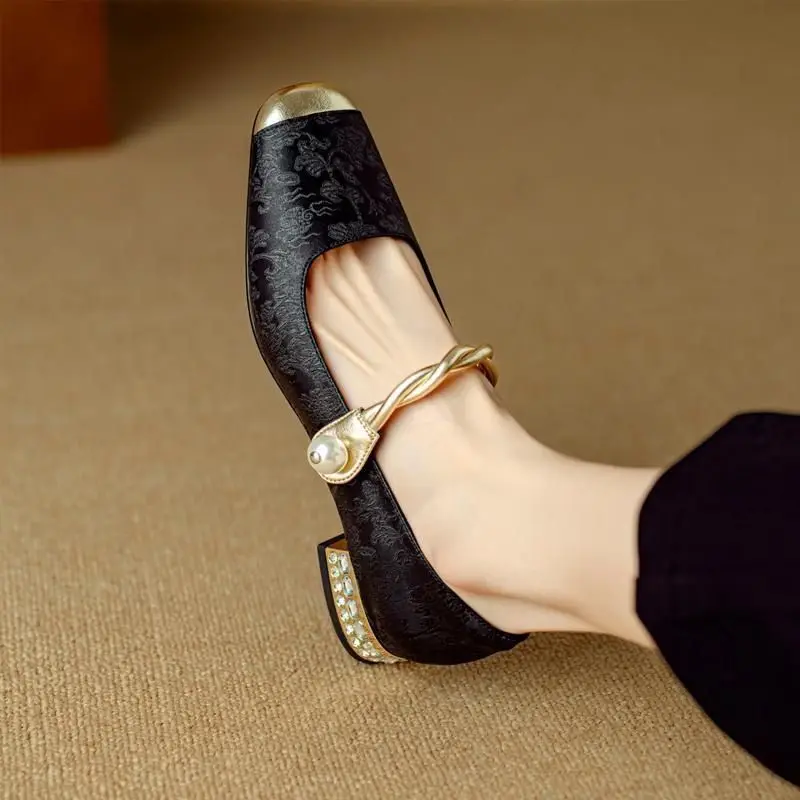 Women Shoes Japanese Brand - Blokhak Vrouw Pompen Vierkante Teen Mary