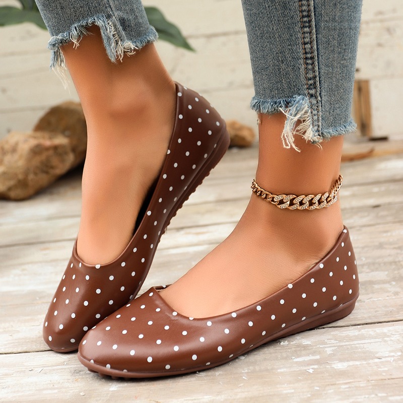 Dames Witte Polka Dot Flats Ro - Women'S Shoes Round Toe recensie en prijs