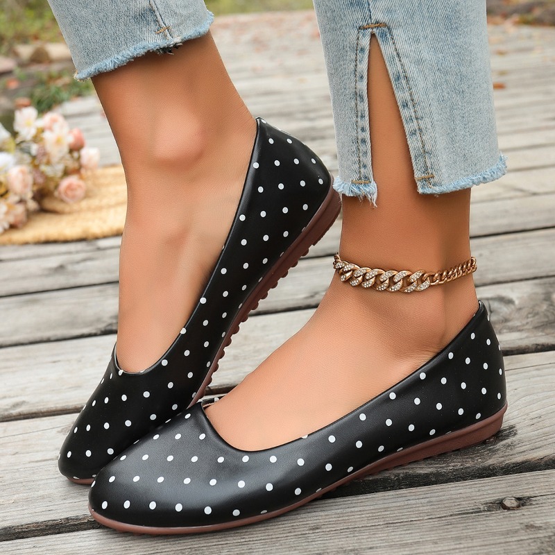 Dames Witte Polka Dot Flats Ro - Women'S Shoes Round Toe recensie en prijs