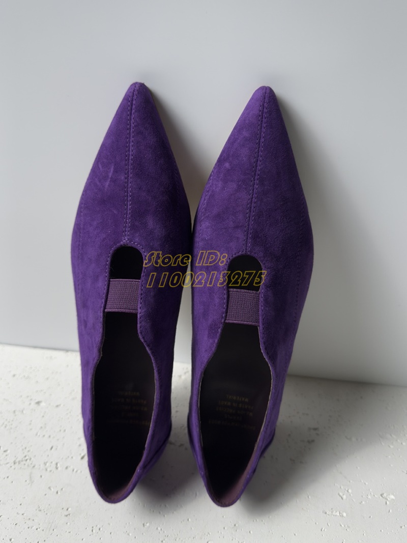 Paars suède puntige teen pumps - Pointed Toe Flat recensie en prijs