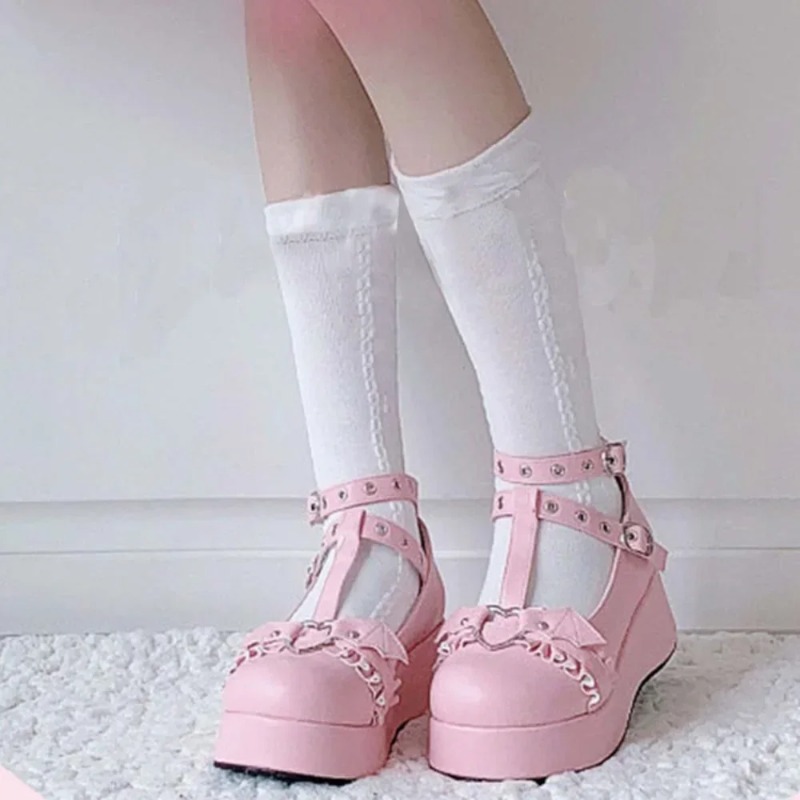 Nieuwe Zoete Hart Gesp Wiggen  - Women'S Shoes Round Toe recensie en prijs