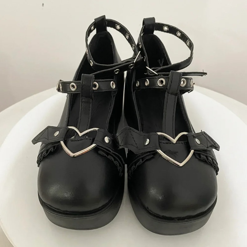 Nieuwe Zoete Hart Gesp Wiggen  - Women'S Shoes Round Toe recensie en prijs