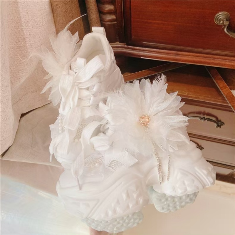 Witte bloemen kant strass kwas - Women'S Shoes Hands Free recensie en prijs