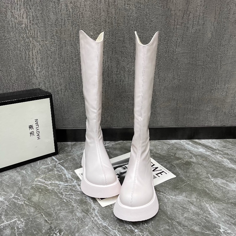 Nieuwe eenvoudige effen kleur  - High Knee Heel Boots recensie en prijs