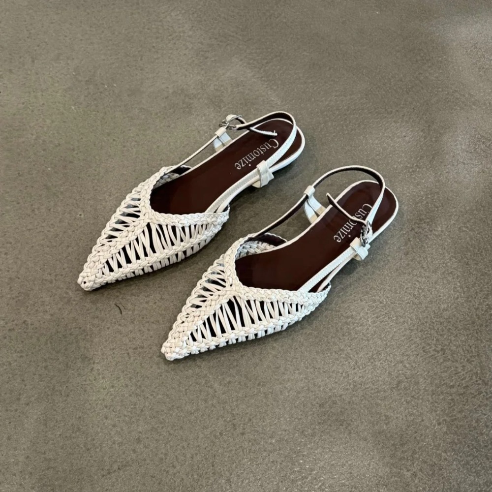 Gepunte geweven Romeinse sanda - Pointed Toe Flat recensie en prijs