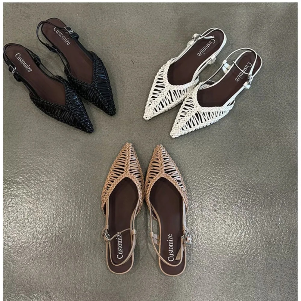 Gepunte geweven Romeinse sanda - Pointed Toe Flat recensie en prijs