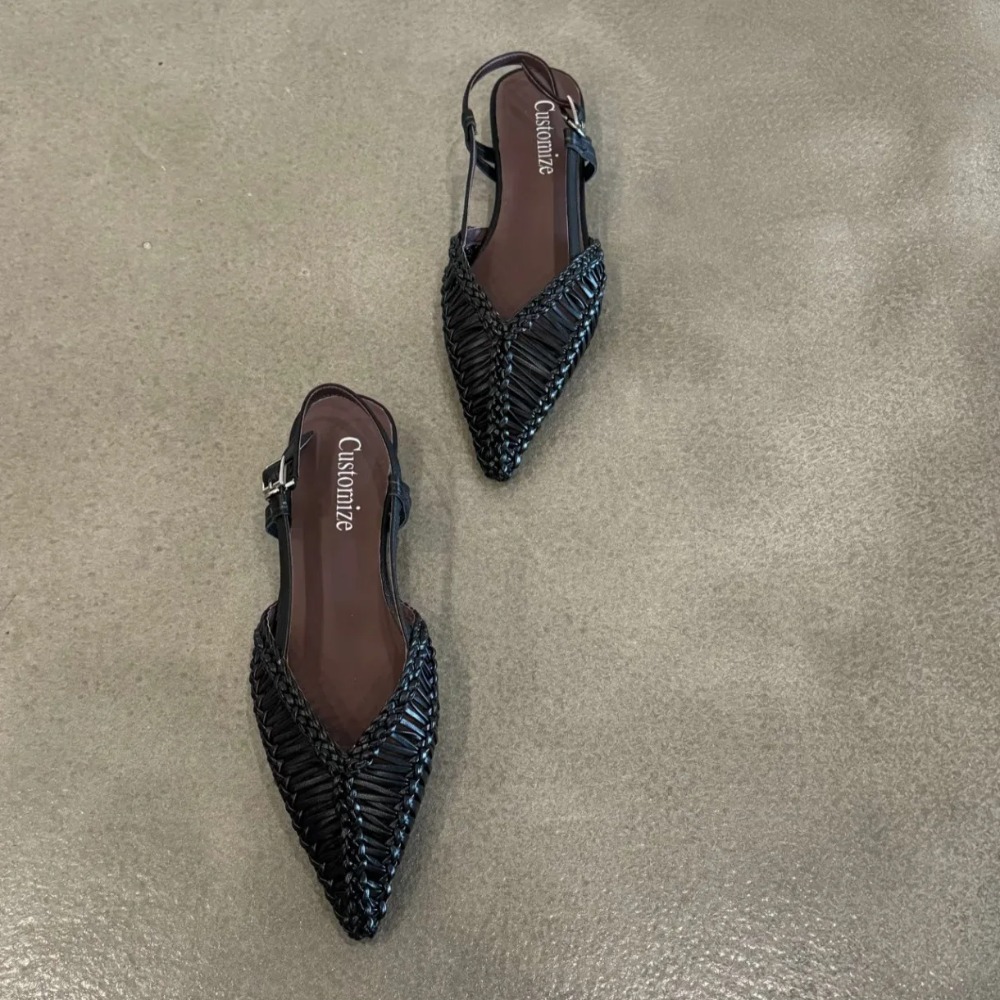 Gepunte geweven Romeinse sanda - Pointed Toe Flat recensie en prijs