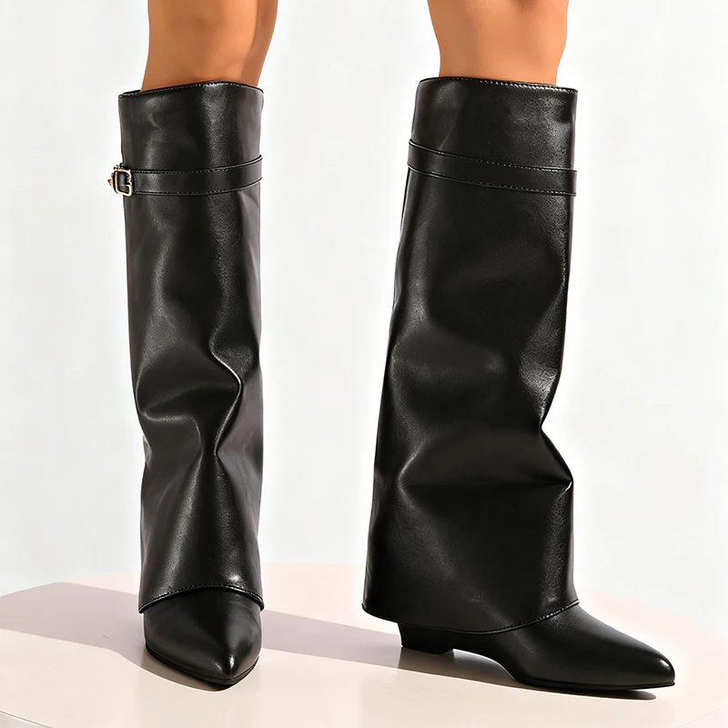 Zwart Pu Lederen Knie Hoge Laa - High Knee Heel Boots recensie en prijs