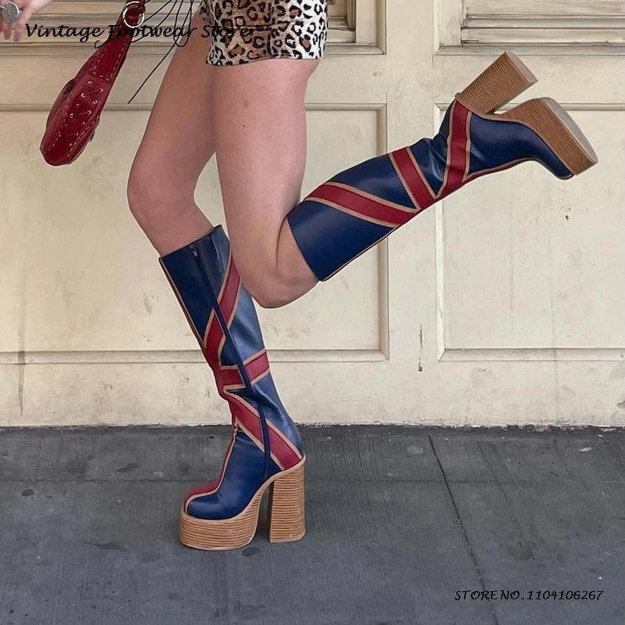 Patchwork lederen platform kni - High Knee Heel Boots recensie en prijs